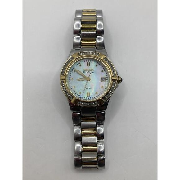 Women’s Citizen Riva Diamond Eco-Drive Watch Mother Of Pearl Two Tone 6.25” main image 6
